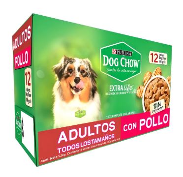 CAJA POUCH DOG CHOW ADULTO POLLO 12PZ (100GR)