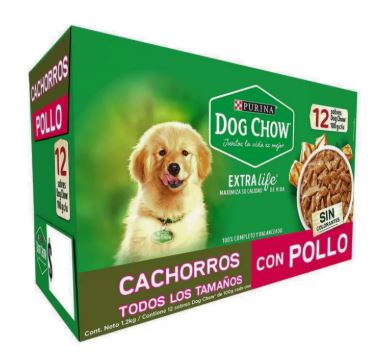CAJA POUCH DOG CHOW CACHORRO POLLO 12PZ (100GR)